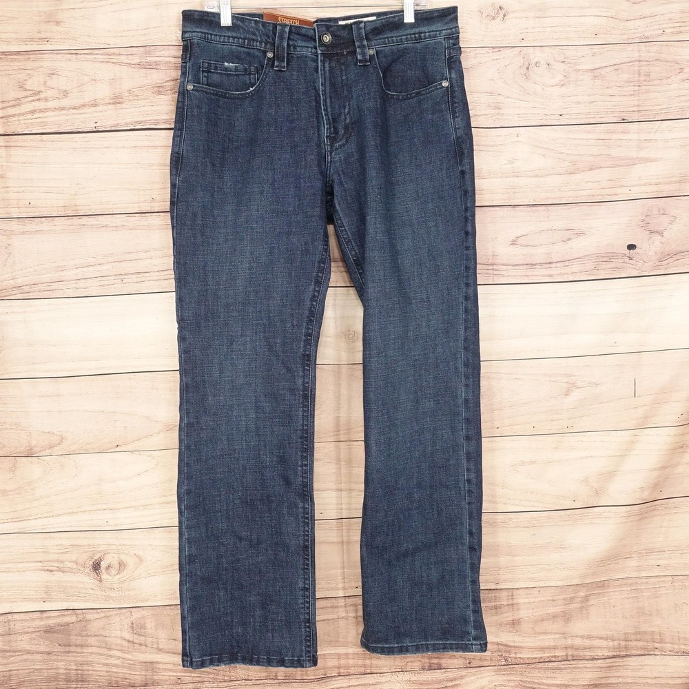 TK Axel Jeans Mens 32x32 Blue Dark Wash Slim Boot Stretch Denim Pants